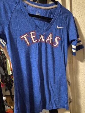 Nike Royal Blue Texas V-Neck Tee with White Accents